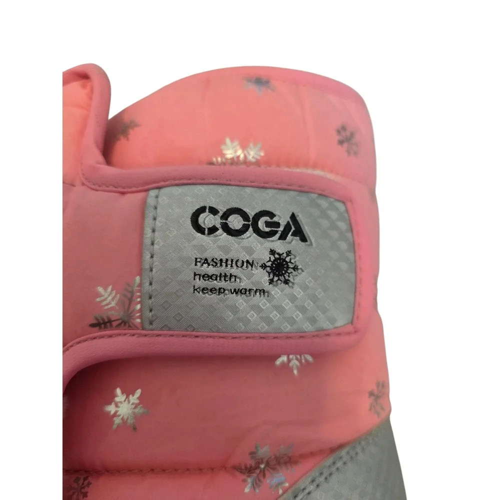 COGA Girls Pink Snowflake Puffer Winter Snow Boots Warm Cozy Toddler‎ Kid Suze 4
